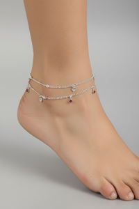 Load image into Gallery viewer, Heart Drop Charm Silver Anklet – 99.9% Pure Silver – Adjustable – 18.48 g
