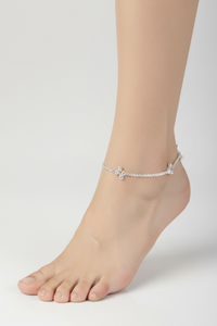 Load image into Gallery viewer, Leaf Charm Sleek Silver Anklet – 99.9% Pure Silver – Adjustable – 26.15 g
