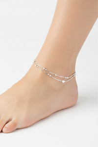 Load image into Gallery viewer, Heart Wave Delicate Silver Anklet – 99.9% Pure Silver – Adjustable – 14.00 g
