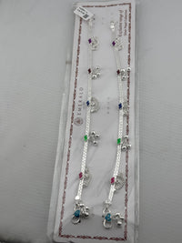 Load image into Gallery viewer, Rainbow Floral Layered Silver Anklet – 99.9% Pure Silver – Adjustable – 53.22 g
