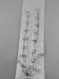 Load image into Gallery viewer, Color Pop Charm Silver Anklet – 99.9% Pure Silver – Adjustable – Multicolor Stones – 43g
