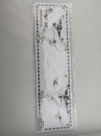 Load image into Gallery viewer, Tribal Floral Charm Silver Anklet – 99.9% Pure Silver – Multicolor Stone – Adjustable
