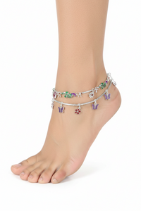 Load image into Gallery viewer, Royal Peacock Charm Anklet – 925 Sterling Silver – Multicolor Enamel Work – Adjustable
