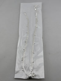 Load image into Gallery viewer, Beaded Line Silver Anklet – 925 Sterling Silver – Minimal Ghungroo Style – Adjustable – 30g
