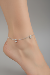 Load image into Gallery viewer, Floral Curve Minimal Anklet – 925 Sterling Silver – Adjustable – 11g
