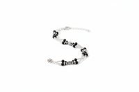 Load image into Gallery viewer, Designer Black Beaded Nazariya Anklet in 925 Sterling Silver | Dual Layer Charm Anklet-15g
