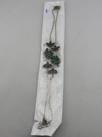 Load image into Gallery viewer, Multicolor Floral Statement Anklet – 925 Sterling Silver – Green &amp; Pink Stone Design – 31g
