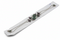 Load image into Gallery viewer, Multicolor Floral Statement Anklet – 925 Sterling Silver – Green &amp; Pink Stone Design – 31g
