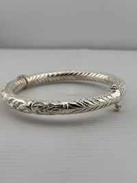Load image into Gallery viewer, Engraved Hinged Kada Anklet – 925 Sterling Silver Thick Traditional Anklet – 66g
