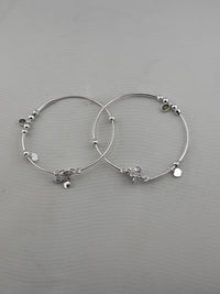 Load image into Gallery viewer, Adjustable Charm Anklet Pair – 925 Sterling Silver Wire Anklet with Stone Charms – 27g
