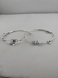 Load image into Gallery viewer, Adjustable Charm Anklet Pair – 925 Sterling Silver Wire Anklet with Stone Charms – 27g
