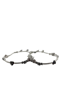 Load image into Gallery viewer, Designer Kada Anklet Pair in pure silver with Enamel Charms – 925 Sterling Silver Adjustable Anklet-43g
