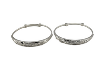 Load image into Gallery viewer, Kids Floral Engraved Silver Kada – 925 Sterling Silver Baby Kada Bracelet

