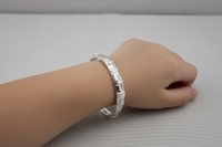 Load image into Gallery viewer, Kids Floral Engraved Silver Kada – 925 Sterling Silver Baby Kada Bracelet
