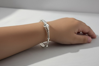 Load image into Gallery viewer, Kids Geometric Silver Kada – 925 Sterling Silver Baby Kada Bracelet with Zig
