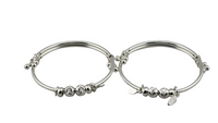Load image into Gallery viewer, Kids Beaded Silver Kada – 925 Sterling Silver Baby Kada Bracelet with Charms (Pair)
