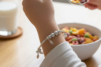 Load image into Gallery viewer, Kids Beaded Silver Kada – 925 Sterling Silver Baby Kada Bracelet with Charms (Pair)
