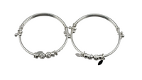 Load image into Gallery viewer, Kids Beaded Silver Kada – 925 Sterling Silver Baby Kada Bracelet with Charms (Pair)
