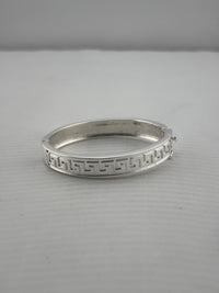 Load image into Gallery viewer, Kids Greek Key Silver Kada – 925 Sterling Silver Baby Bangle Bracelet with Meander Design
