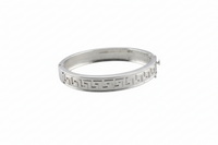 Load image into Gallery viewer, Kids Greek Key Silver Kada – 925 Sterling Silver Baby Bangle Bracelet with Meander Design
