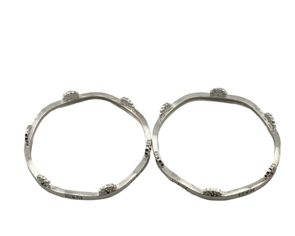 Kids Floral Stone Silver Kada – 925 Sterling Silver Baby Kada Pair