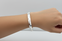 Load image into Gallery viewer, Silver Pattern Kada – 925 Sterling Silver Bracelet Geometric Textured Design Adjustable Bangle
