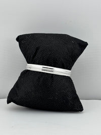 Load image into Gallery viewer, Striped Silver Kada – 925 Sterling Silver Bracelet Textured Band with Center Highlight Design
