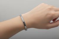 Load image into Gallery viewer, Dual Line Silver Kada – 925 Sterling Silver Bracelet Polished Band with Center Highlight Design
