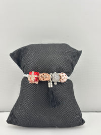 Load image into Gallery viewer, Charm Beaded Silver Bracelet – 925 Sterling Silver Kada with Designer Charms &amp; Tassel

