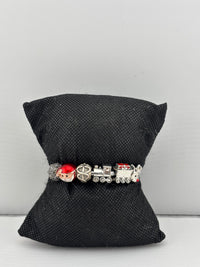 Load image into Gallery viewer, Christmas Charm Silver Bracelet – 925 Sterling Silver Kada with Santa, Train &amp; Holiday Beads
