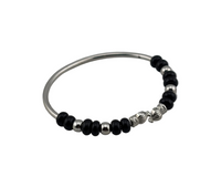 Load image into Gallery viewer, Black Bead Silver Kada Bracelet – nazariya for new born to 6 months
