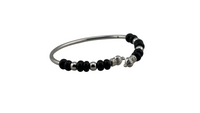Load image into Gallery viewer, Black Bead Silver Kada Bracelet – nazariya for new born to 6 months
