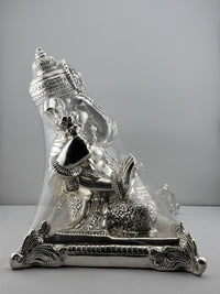 Load image into Gallery viewer, 999 Pure Silver Lord Ganesha Idol on Decorative Base
