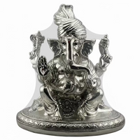 Load image into Gallery viewer, 999 Pure Silver Lord Ganesha Idol with Turban Design – Ganpati Murti

