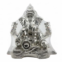 Load image into Gallery viewer, 999 Pure Silver Lord Ganesha Idol with Modak &amp; Ornate Crown – Ganpati Murti
