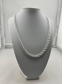 Load image into Gallery viewer, 925 Sterling Silver Rope Chain Necklace – Twisted Design, Heavy Silver Chain for Men &amp; Women | Length- 0.80

