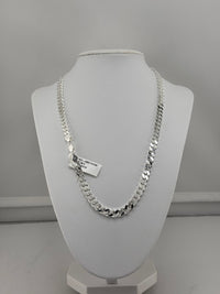 Load image into Gallery viewer, 925 Sterling Silver Cuban Chain Necklace – Classic Flat Curb Design, 6mm  Solid Silver Chain
