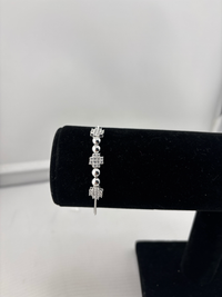 Load image into Gallery viewer, 925 Sterling Silver Cross Floral CZ Adjustable Bracelet | 5g
