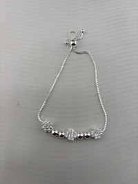 Load image into Gallery viewer, 925 Sterling Silver Cross Floral CZ Adjustable Bracelet | 5g
