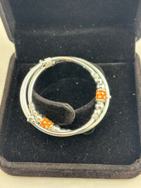 Load image into Gallery viewer, 925 Sterling Silver Baby Kada Pair with Orange Charm Detail | 15g
