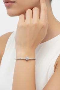 Load image into Gallery viewer, 925 Sterling Silver Halo CZ Women’s Bracelet | 8g
