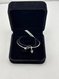 Load image into Gallery viewer, 925 Sterling Silver Evil Eye Square Charm Women’s Bracelet | 9g
