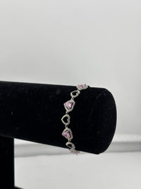 Load image into Gallery viewer, 925 Sterling Silver Pink Heart CZ Bracelet | 8g

