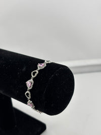 Load image into Gallery viewer, 925 Sterling Silver Pink Heart CZ Bracelet | 8g
