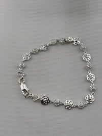 Load image into Gallery viewer, 925 Sterling Silver Floral CZ Link Bracelet | 5g
