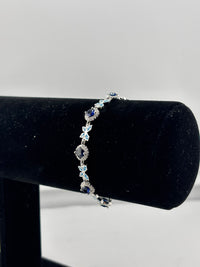 Load image into Gallery viewer, 925 Sterling Silver Floral CZ Link Bracelet | 9g

