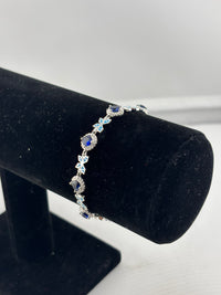 Load image into Gallery viewer, 925 Sterling Silver Floral CZ Link Bracelet | 9g
