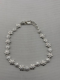 Load image into Gallery viewer, 925 Sterling Silver Floral CZ Link Bracelet | 7g
