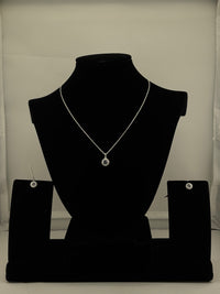 Load image into Gallery viewer, 925 Sterling Silver Round Halo CZ Pendant and Earrings Set
