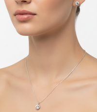 Load image into Gallery viewer, 925 Sterling Silver Round Halo CZ Pendant and Earrings Set
